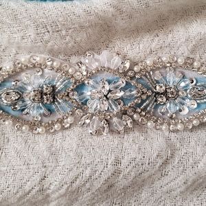 Jeweled satin waist belt